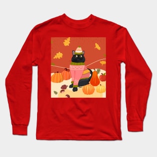 Cozy Cat Autumn Long Sleeve T-Shirt